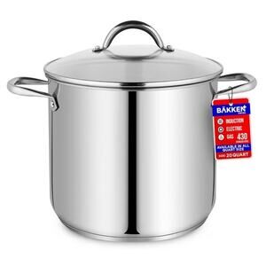 Bakken Swiss Stainless Steel Stockpot Tempered Glass Lid 20 QT Durable 18/0 NEW